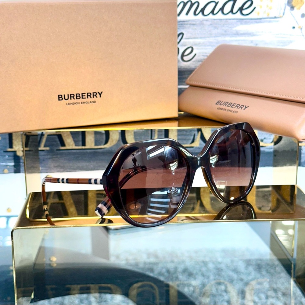 New BURBERRY Vanessa Brown Gradient Geometric Ladies Sunglasses 55mm